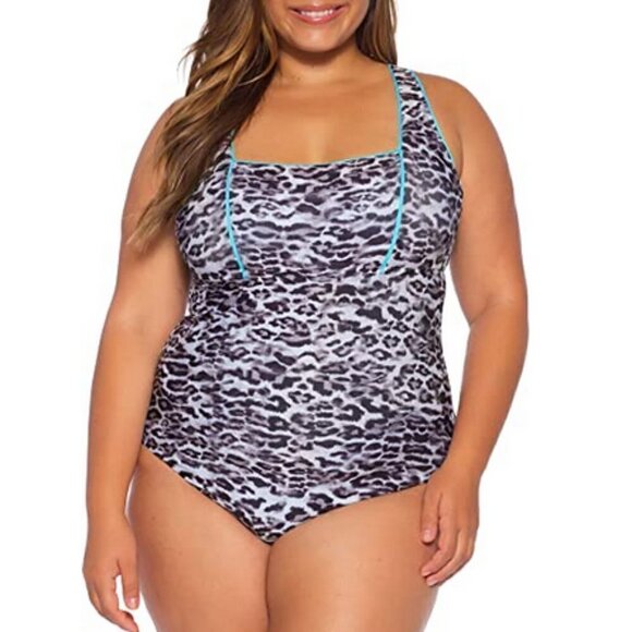 BECCA Leopard one piece plus size swim - Picture 1 of 9